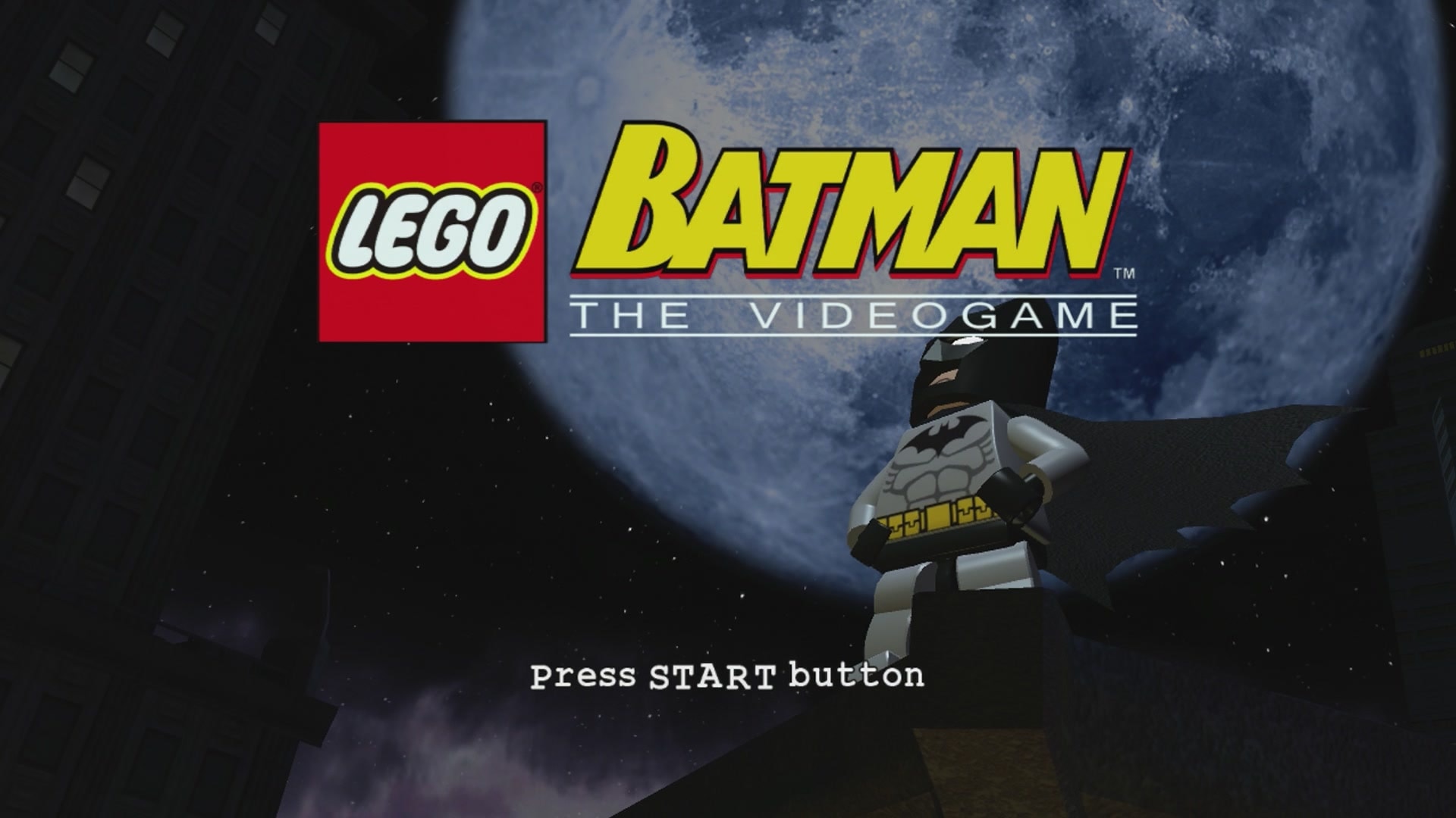 LEGO Batman The Videogame title screen for Xbox 360